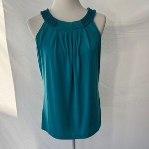 The Limited Teal Pleated Neck Blouse